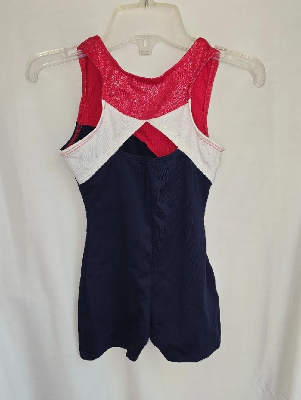 Freestyle Girls' Red, Navy & White Athletic Swim One-Piece with Rhinestones